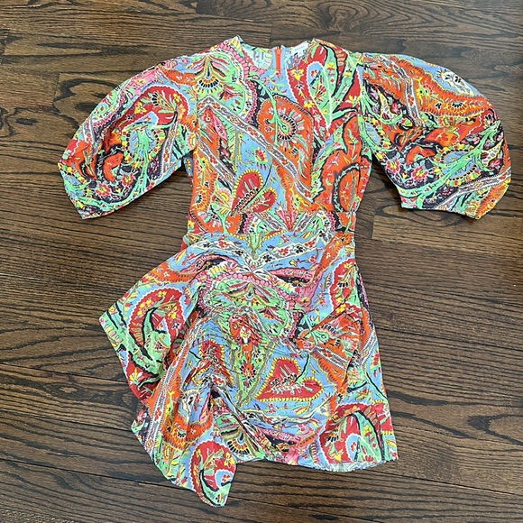 Rhode Pia Draped Ruched Printed Cotton-Voile Mini Dress Size XS - Picture 9 of 11